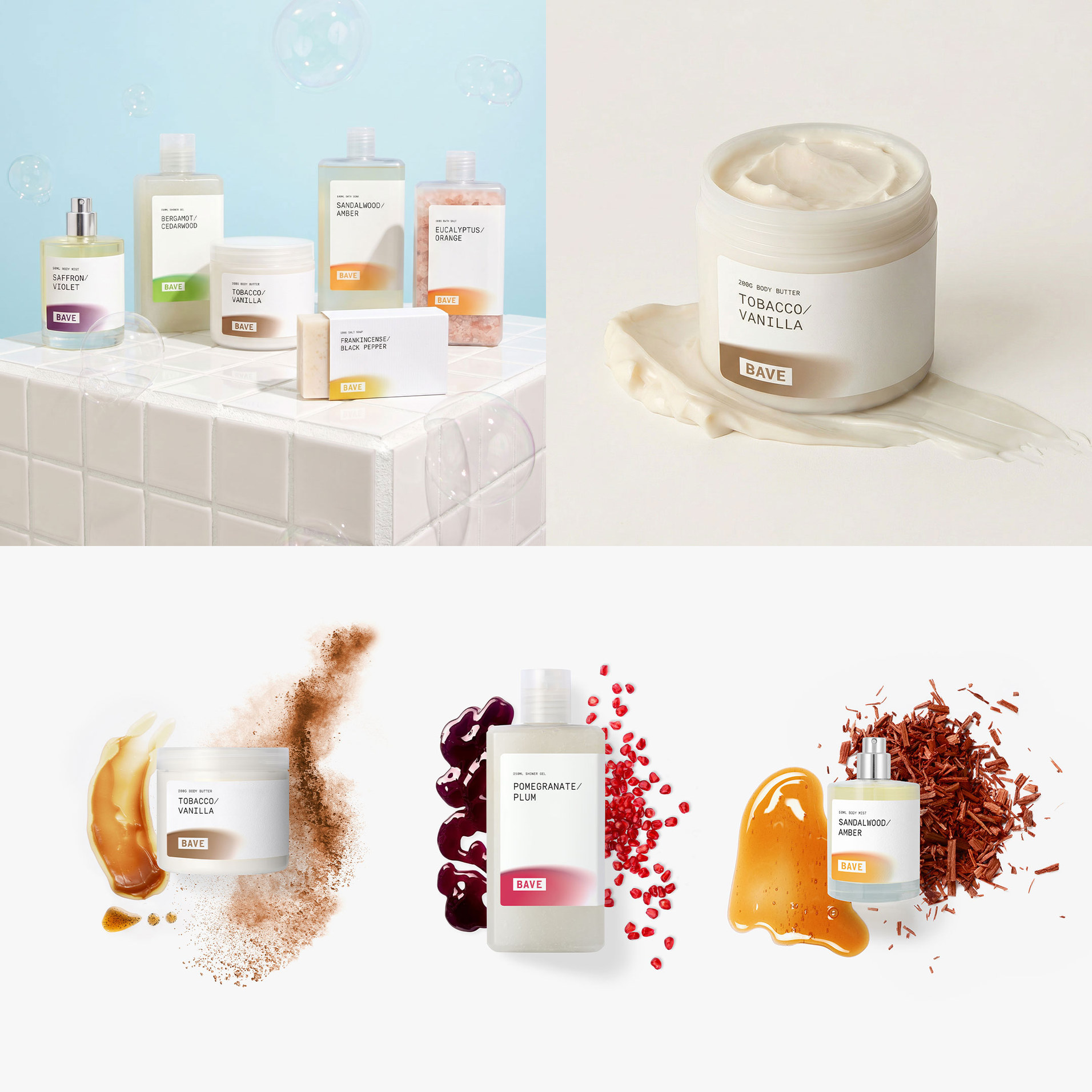 BAVE product range and textures.