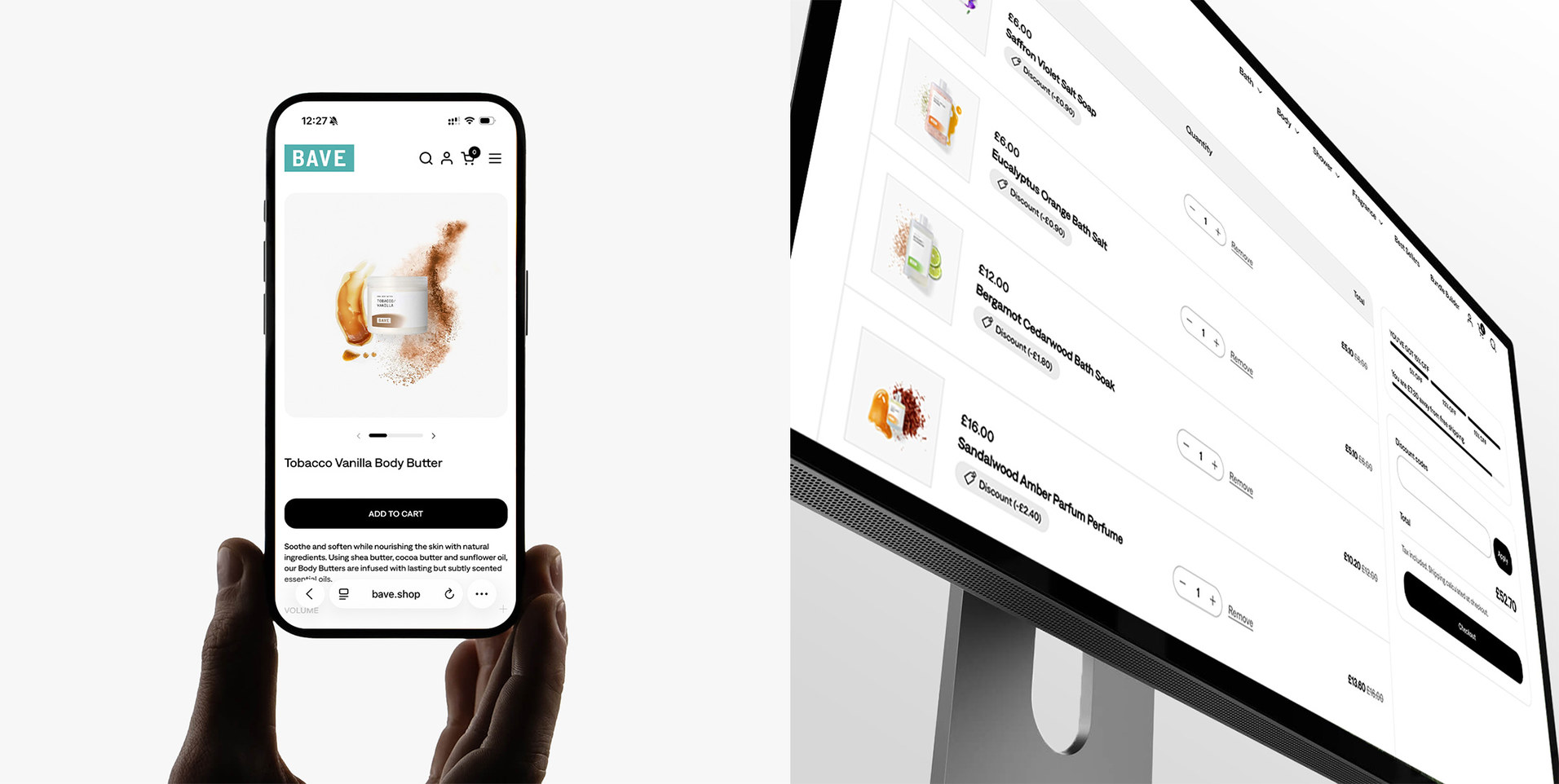 BAVE site on mobile and desktop.